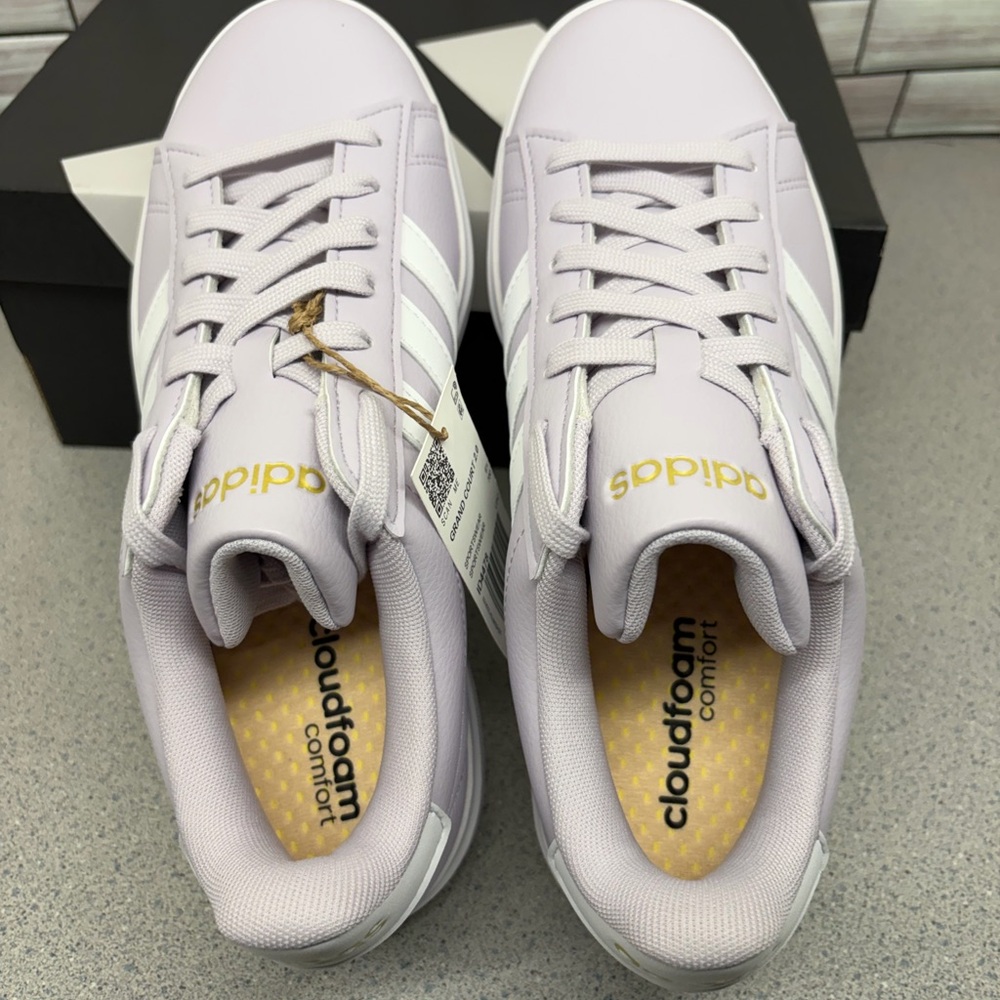 New Adidas Vl Court 2.0 Cloudfoam comfort Purple /White size 8 Women’s - Picture 8 of 9